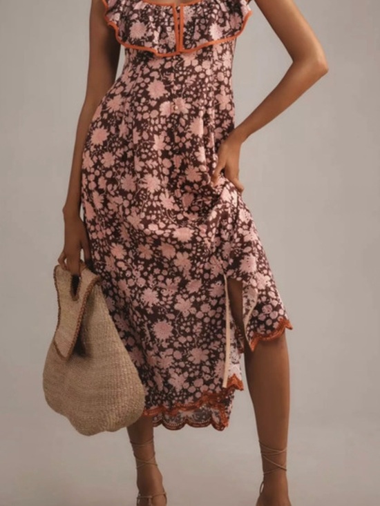 Maeve Dresses & Skirts - Maeve Smocked Dress with lace fringe detail